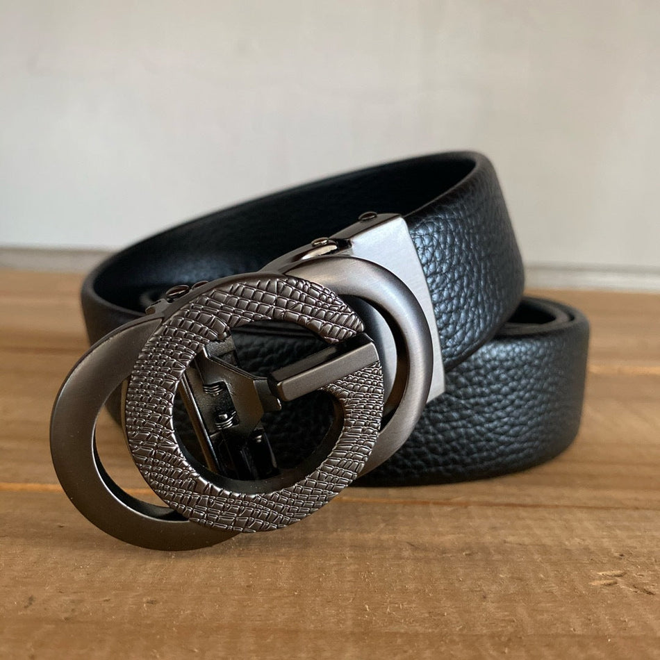 Men's Genuine Leather Leopard Automatic Buckle Belt