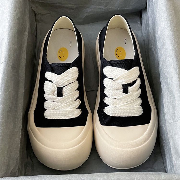 Women's Canvas Loafers with Chunky Sole and Lace-Up Design