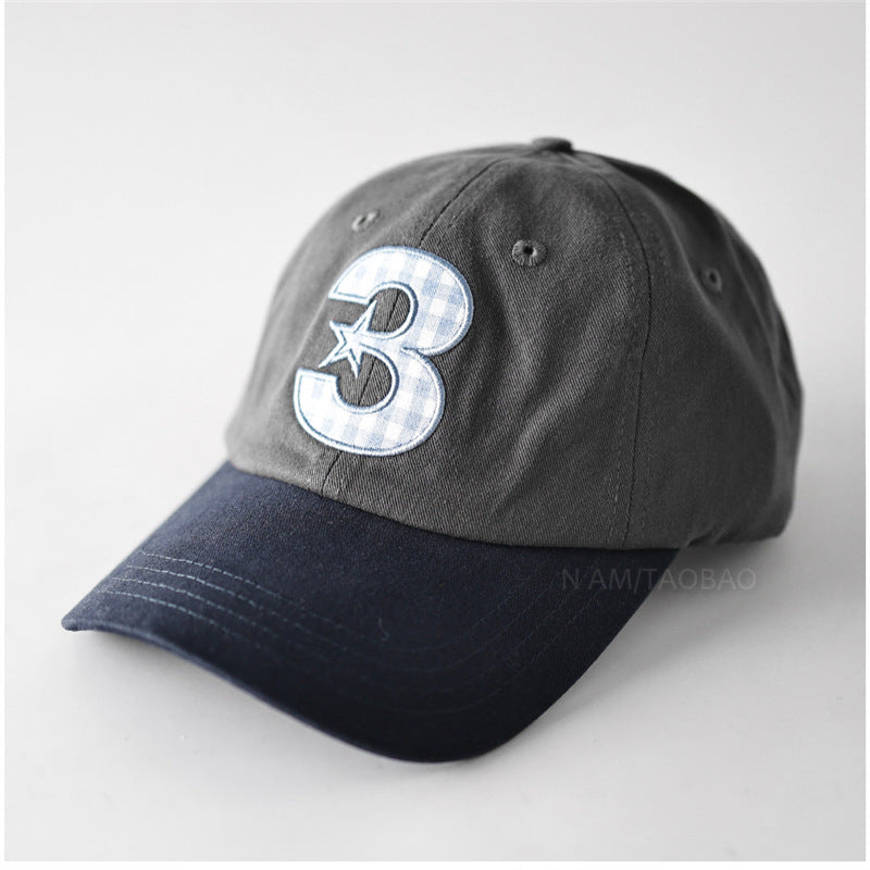 Star Number 3 Color Block Soft Top Baseball Cap Unisex