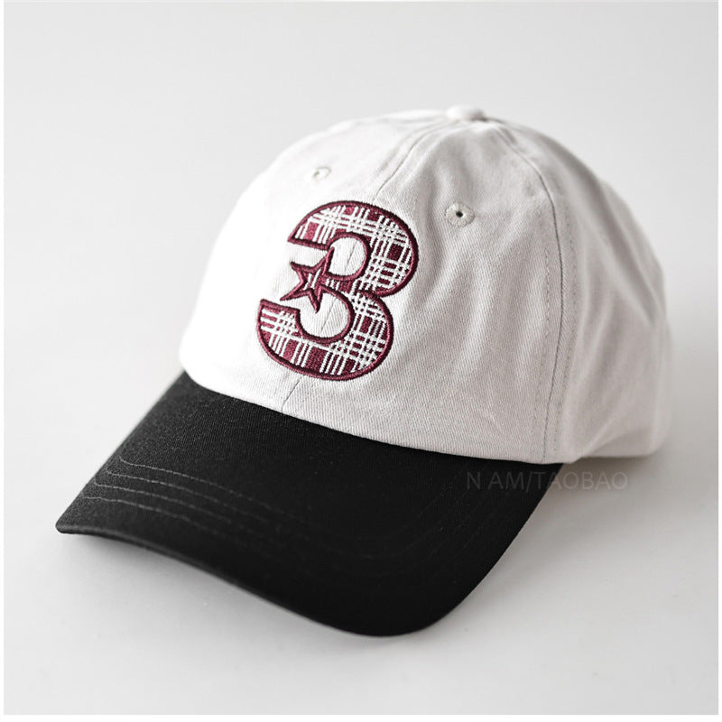 Star Number 3 Color Block Soft Top Baseball Cap Unisex