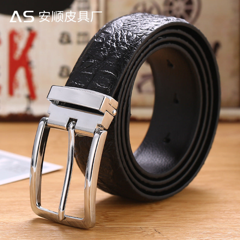 Men's Genuine Cowhide Pin Buckle Casual Leather Belt