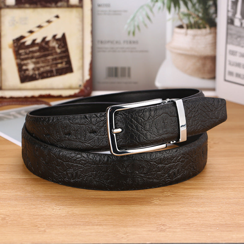 Men's Genuine Cowhide Pin Buckle Casual Leather Belt