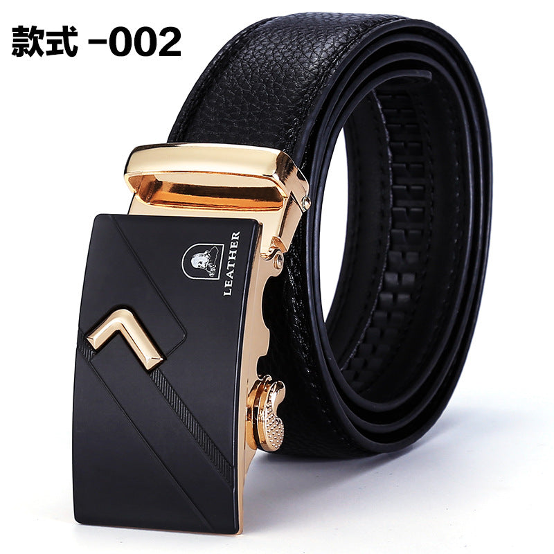 Men's Genuine Cowhide Automatic Buckle Leather Belt