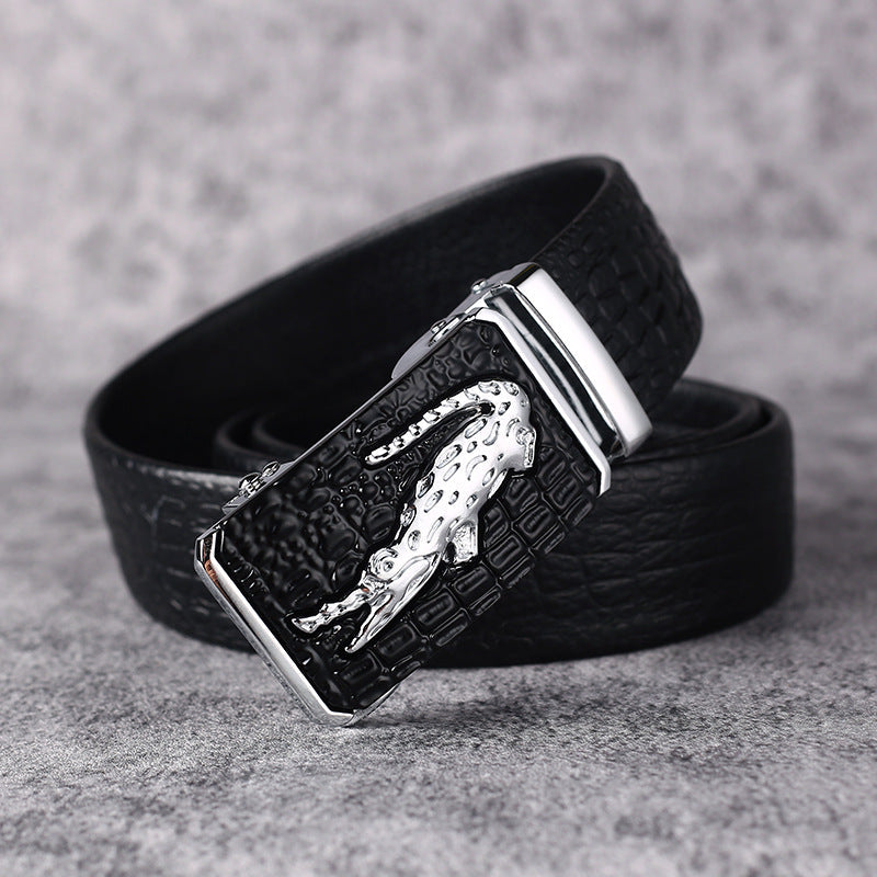 Men's Crocodile Embossed Genuine Leather Automatic Belt