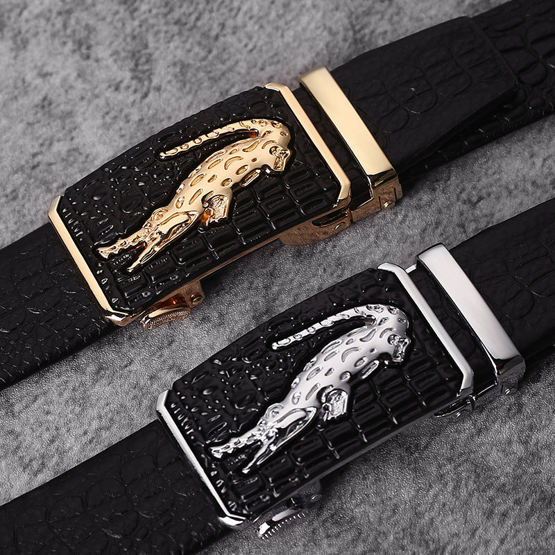 Men's Crocodile Embossed Genuine Leather Automatic Belt