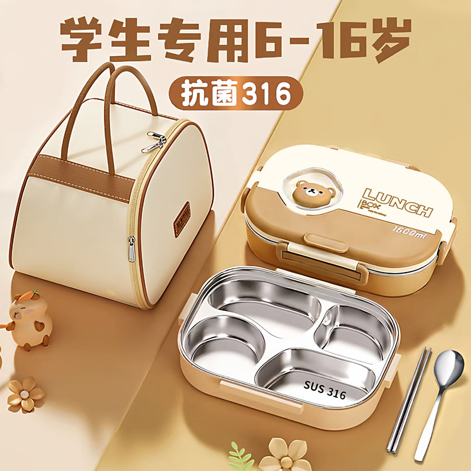 316 Stainless Steel Insulated Lunch Box, Bear Design