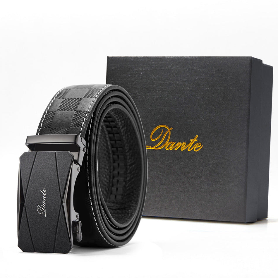 Men's Top Grain Leather Automatic Buckle Business Belt