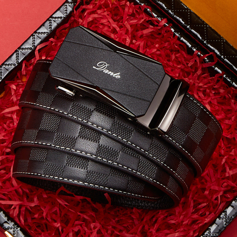 Men's Top Grain Leather Automatic Buckle Business Belt