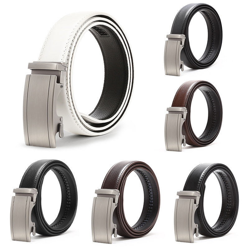 Men's Genuine Cowhide Automatic Buckle Business Belt