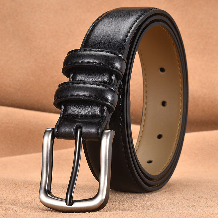 Men's Genuine Leather Embossed Pin Buckle Belt