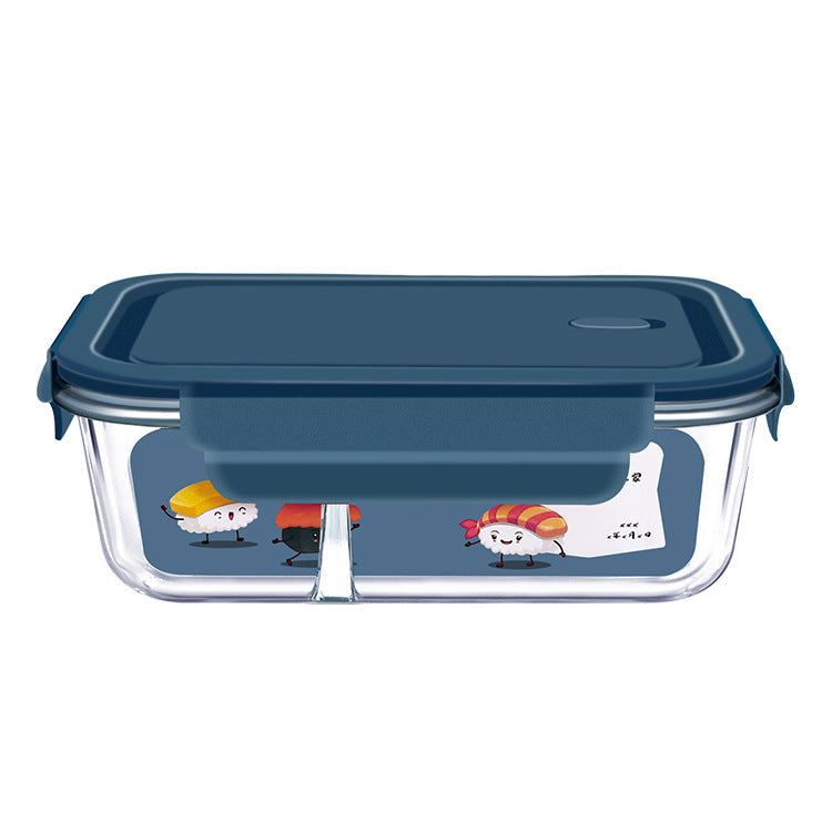 Sealed Glass Lunch Box Set, Microwave-Safe, Star Blue