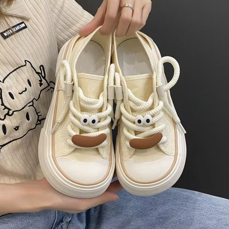 Women's Platform Canvas Sneakers with Dual-Wear Design