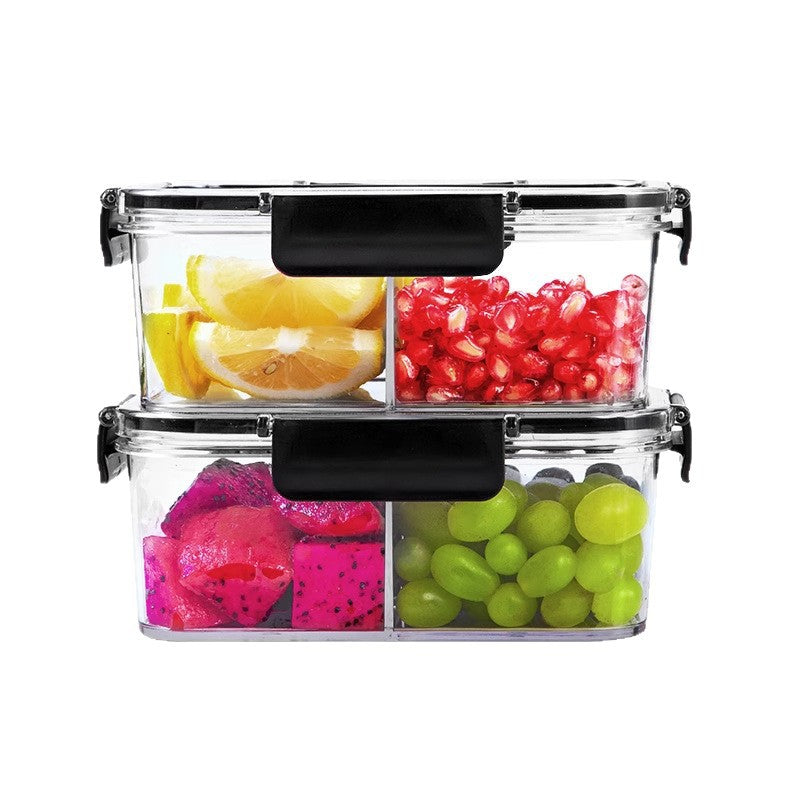 Transparent PET Compartmented Fruit Lunch Box, Sealed