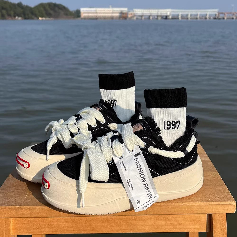 Women's Platform Canvas Sneakers with Retro Casual Style