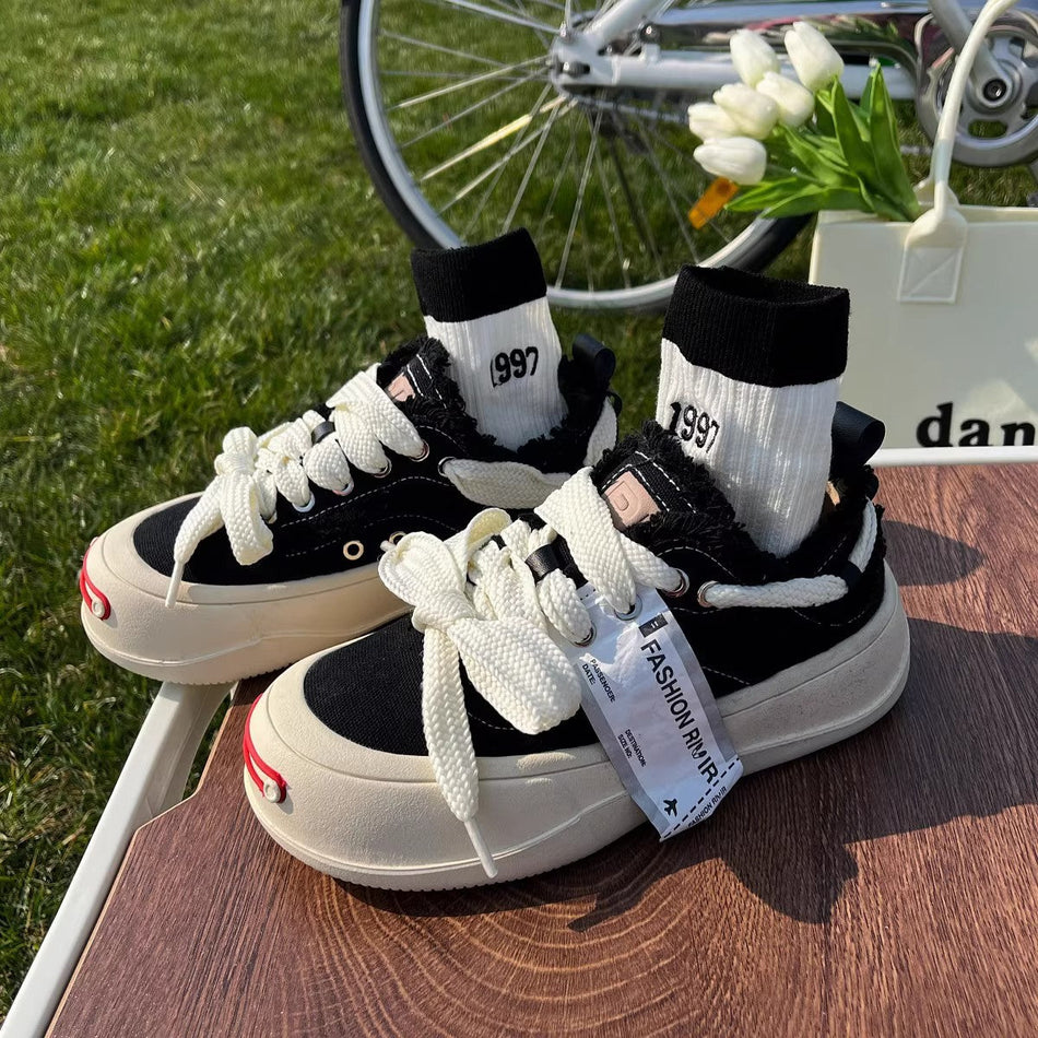 Women's Platform Canvas Sneakers with Retro Casual Style