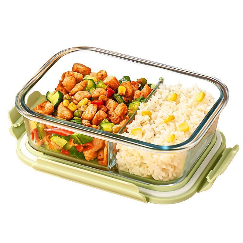 Matcha Green Glass Lunch Box Set, Microwave-Safe