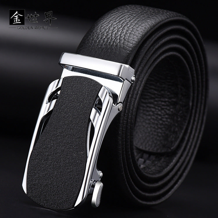 Men's Top Grain Leather Automatic Buckle Business Belt
