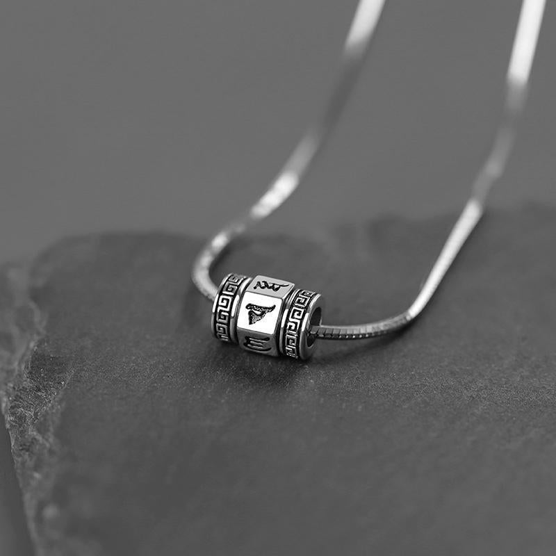 Six Character Silver Snake Bone Chain Necklace for Men