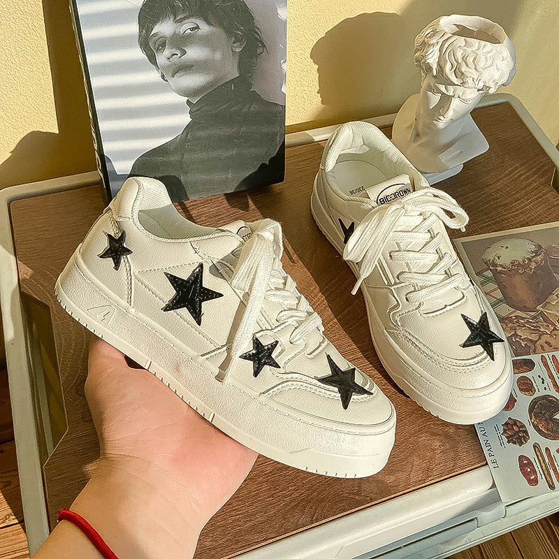 Women's Star Detail Platform Sneakers with Cushioned Sole