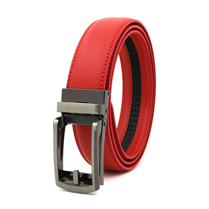 Men's Two-Layer Leather Click Automatic Buckle Belt