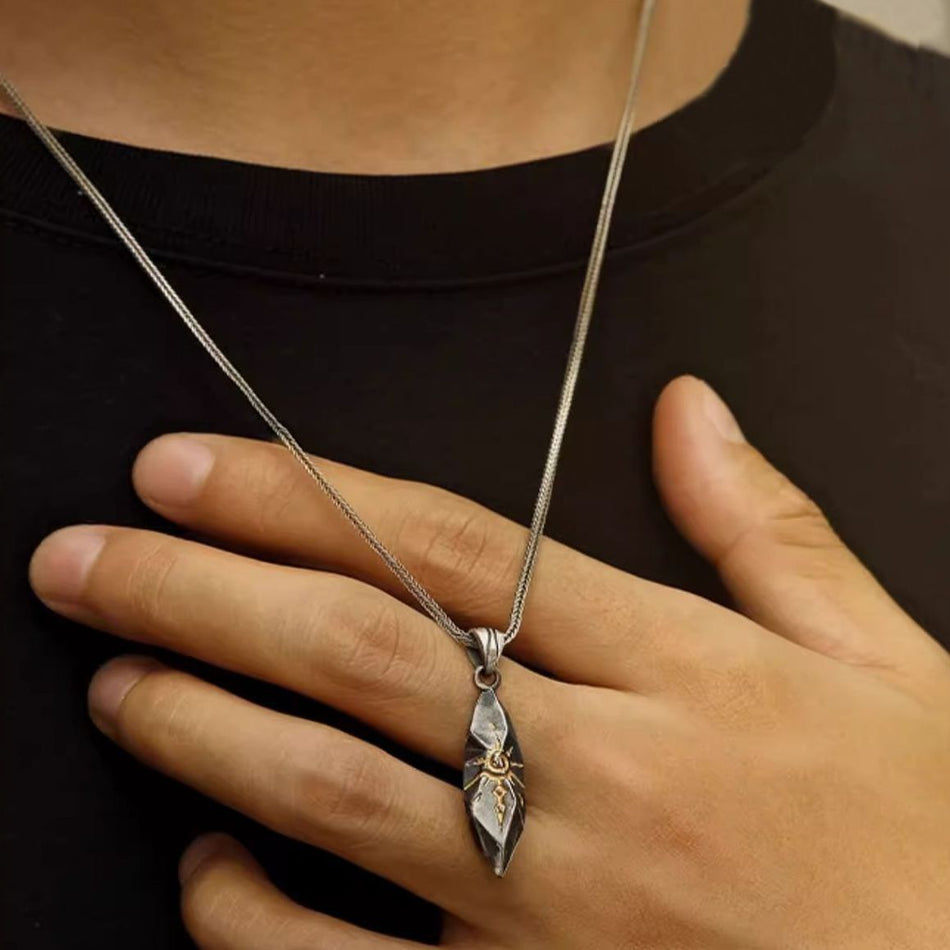 Wishing Stone Titanium Steel Necklace for Men Minimalist Style
