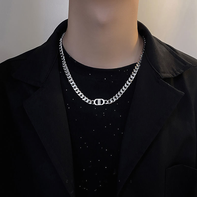 Titanium Steel Cuban Chain Necklace for Men Retro Style