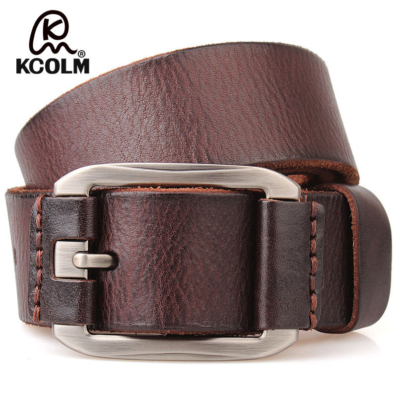 Men's Top Grain Leather Extra Long Pin Buckle Belt