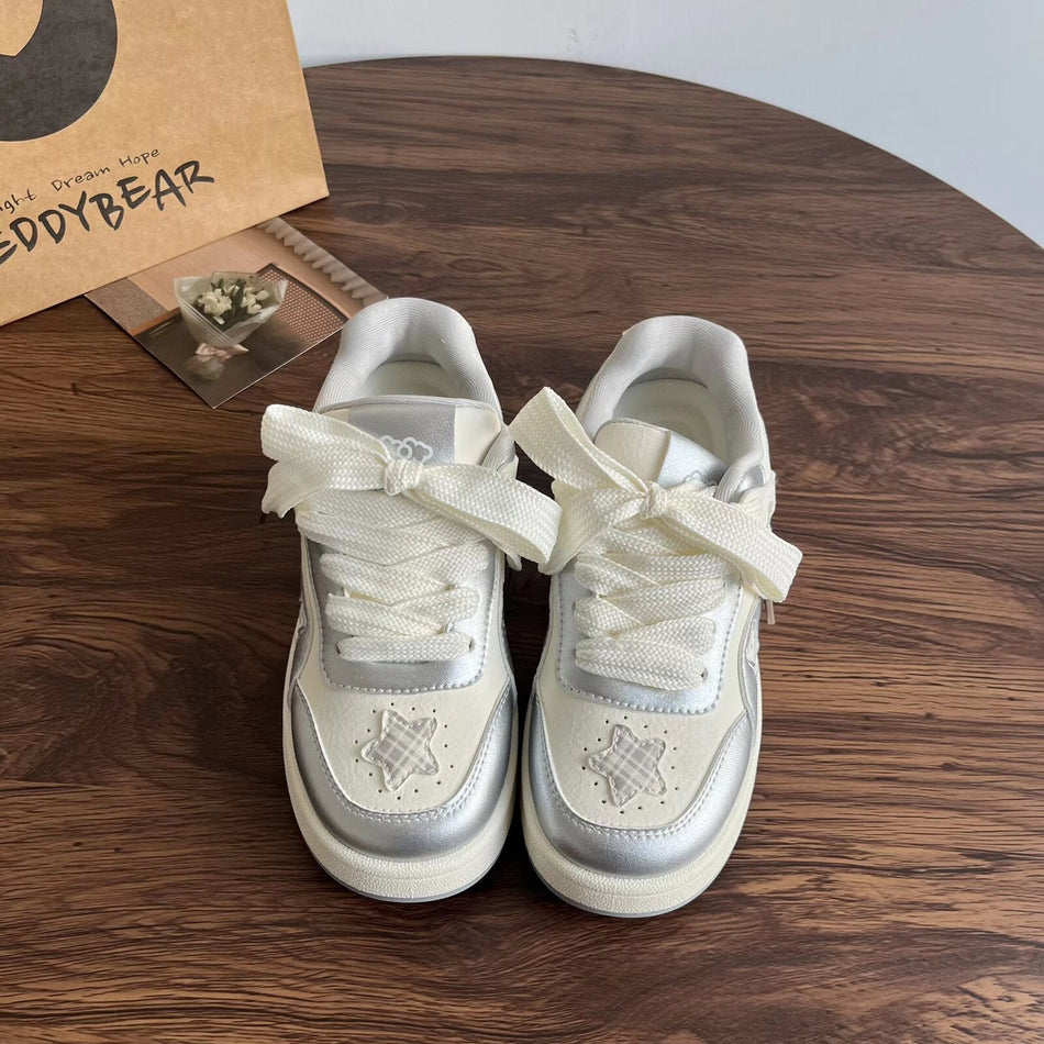 Women's Platform Lace-Up Sneakers with Soft Casual Style