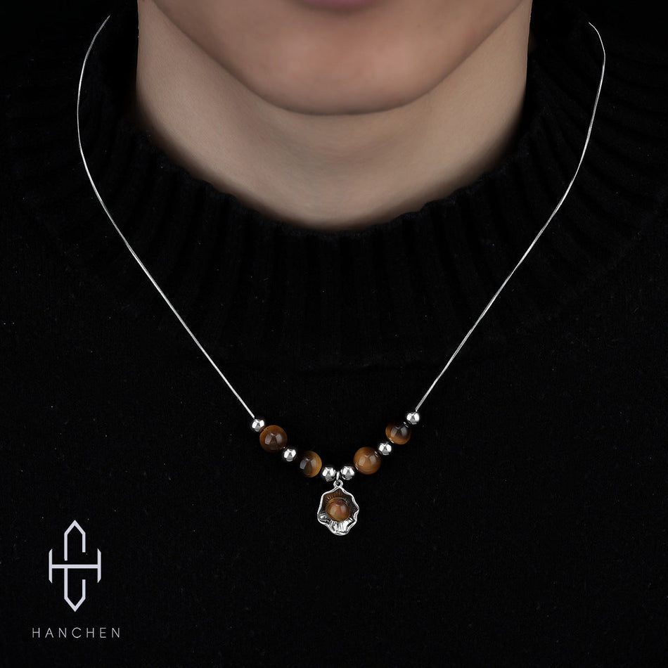 Tiger Eye Stone Necklace Retro Style Jewelry for Men