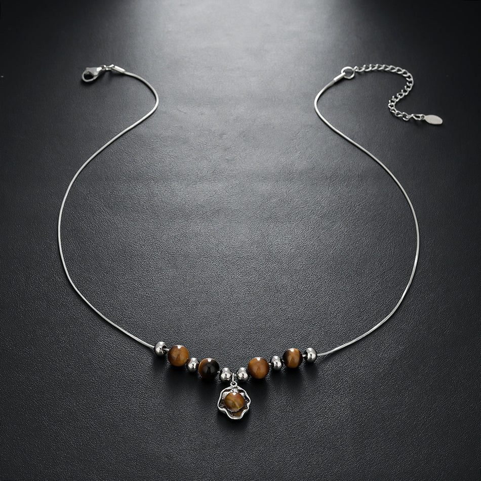 Tiger Eye Stone Necklace Retro Style Jewelry for Men
