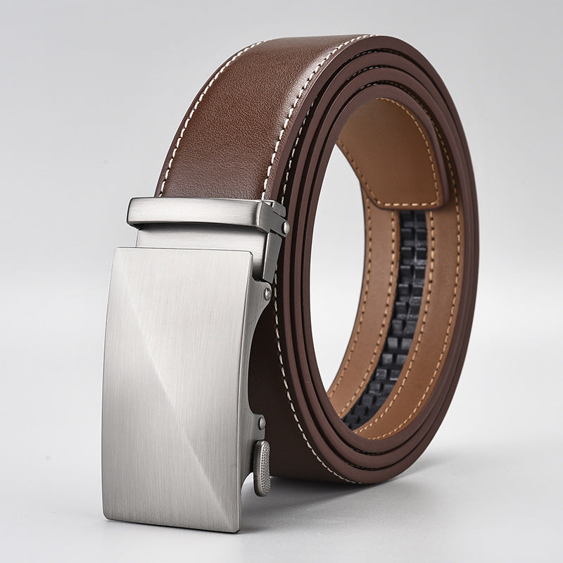 Men's Two-Layer Cowhide Automatic Buckle Business Belt