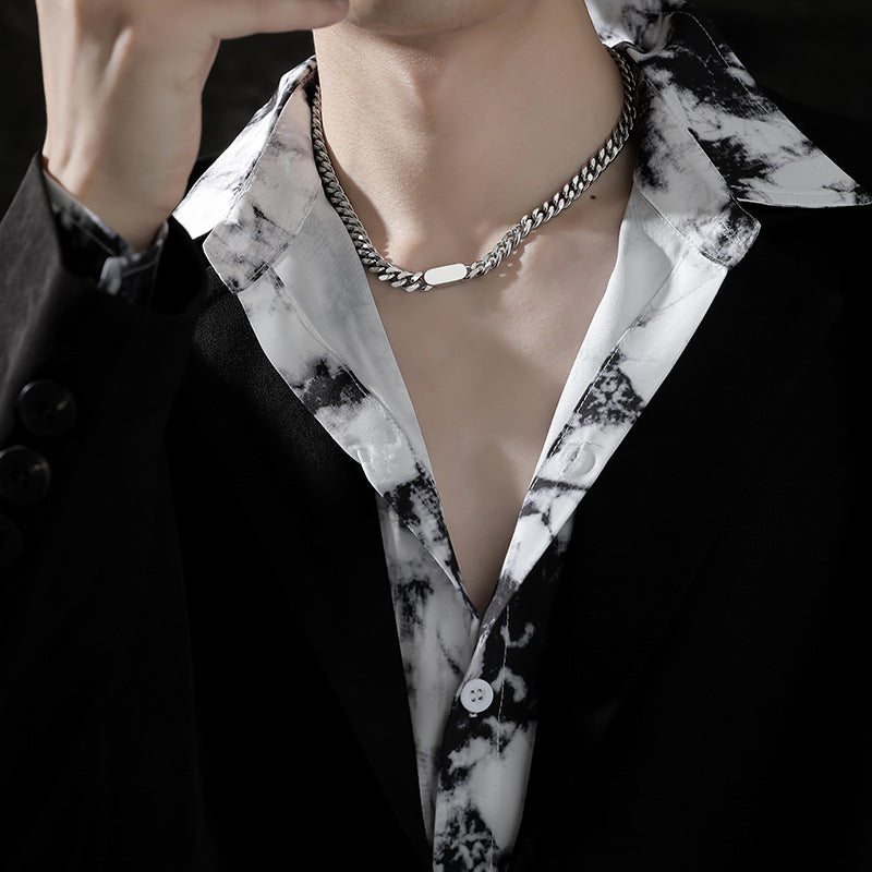Titanium Steel Cuban Chain Necklace for Men Hip Hop Style