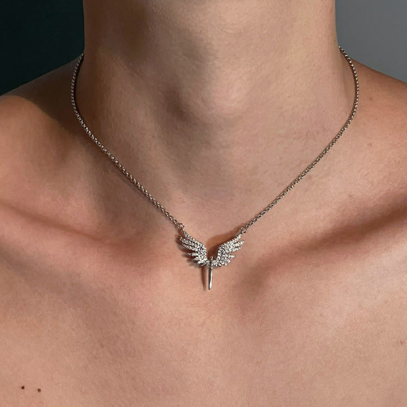 Angel Wings Pendant Necklace Unisex Hip Hop Style Jewelry