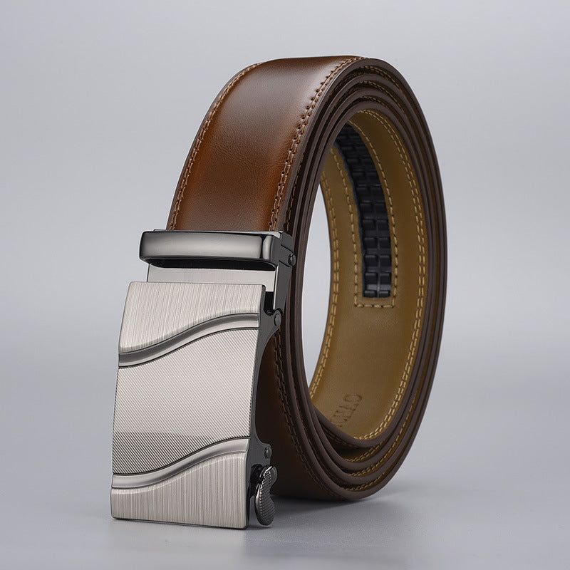 Men's Premium Leather Automatic Buckle Casual Business Belt