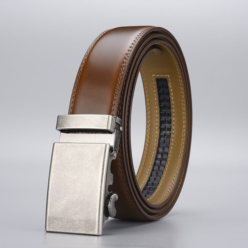 Men's Premium Leather Automatic Buckle Casual Business Belt
