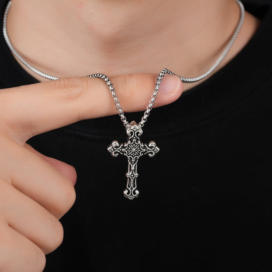 Stainless Steel Cross Pendant Necklace Unisex Niche Style