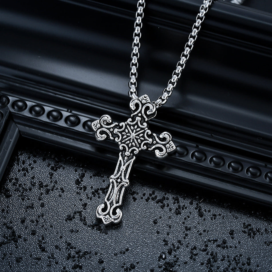 Stainless Steel Cross Pendant Necklace Unisex Niche Style