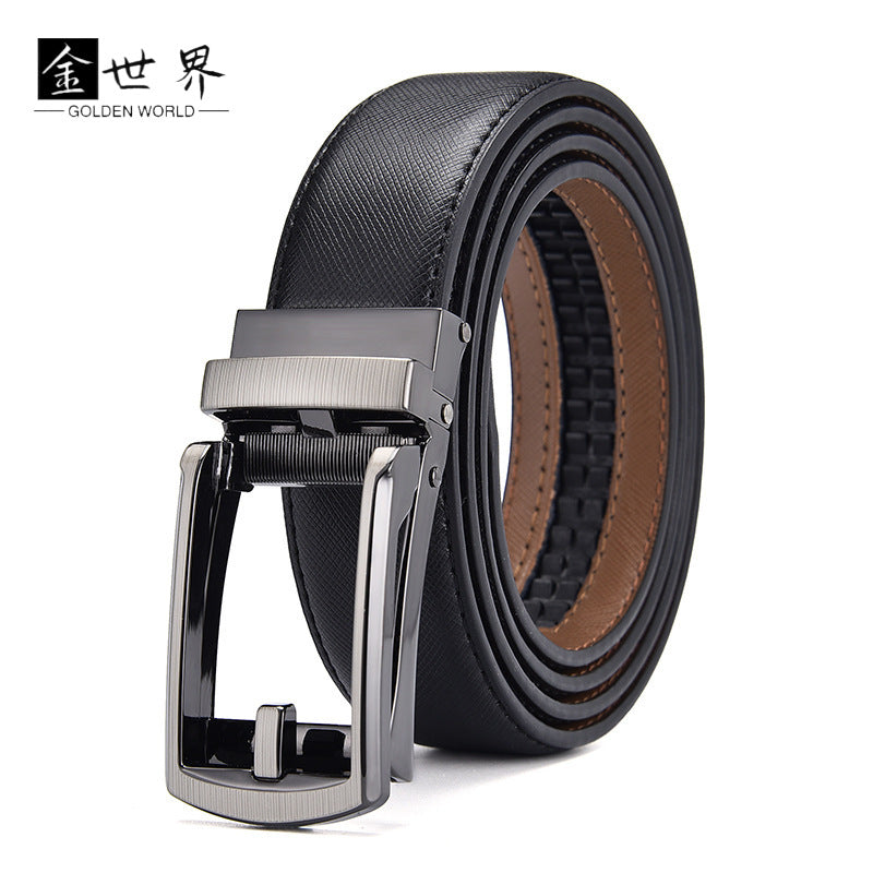 Men's Genuine Cowhide Automatic Buckle Business Belt