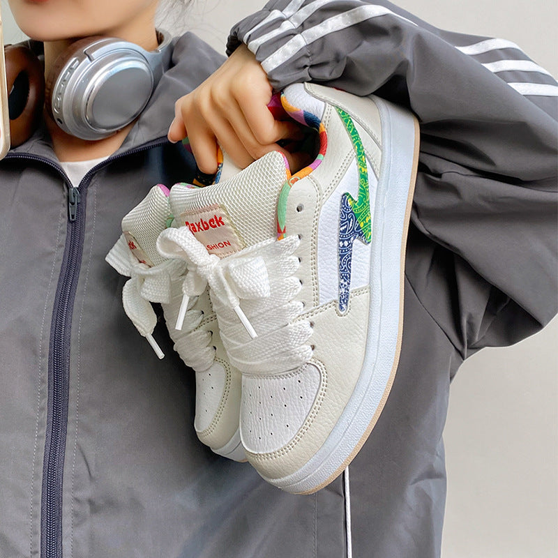 Women's Retro Plaid Skate Sneakers with Platform Sole
