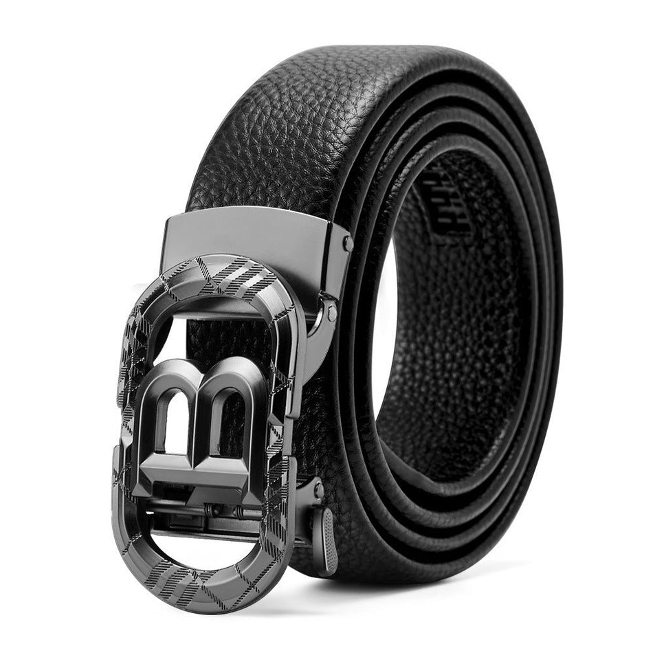 Men's Full Grain Leather Automatic Buckle Reversible Belt