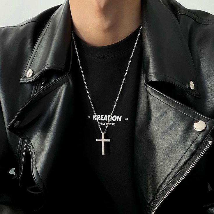 Cross Pendant Necklace Unisex Hip Hop Punk Style Chain