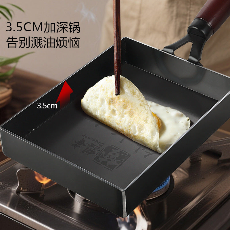Flat-Bottom Iron Egg Pan for Tamagoyaki, Uncoated