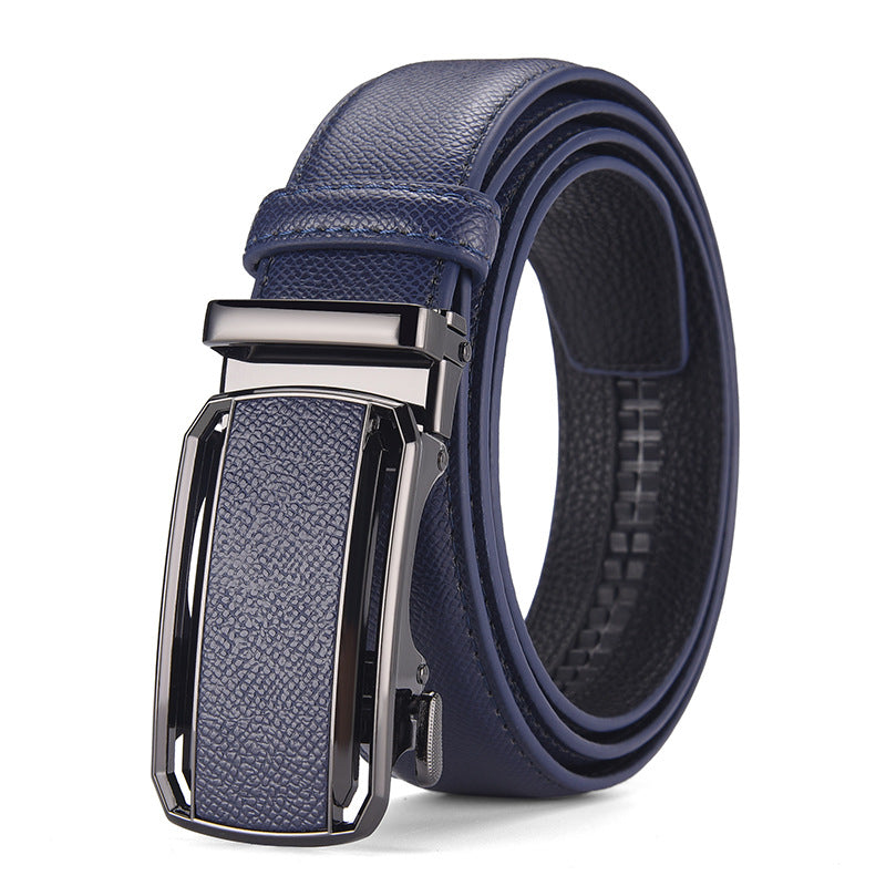 Men's Cowhide Leather Belt with Automatic Buckle Design