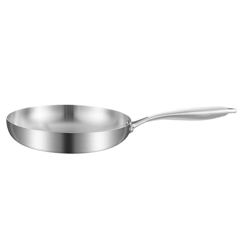 304 Stainless Steel Three-Layer Uncoated Frying Pan