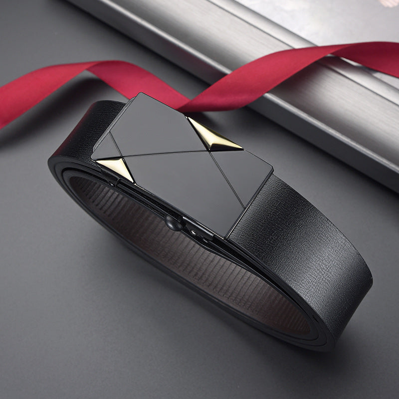 Men's Alloy Automatic Buckle Belt Toothless Business Style