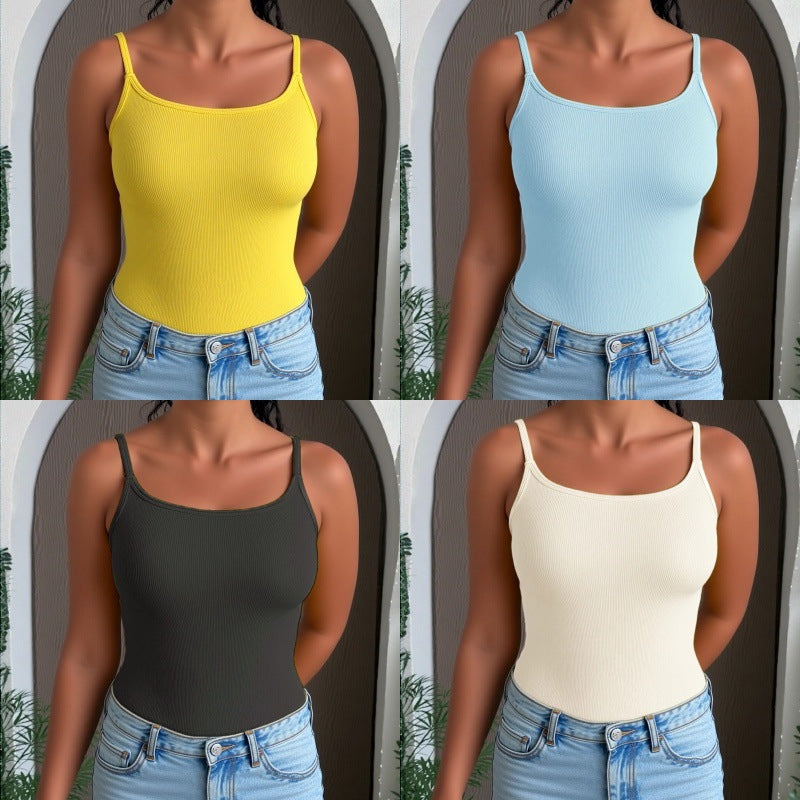 Women's Cross Back Satin Tank Top with Slim Fit Design