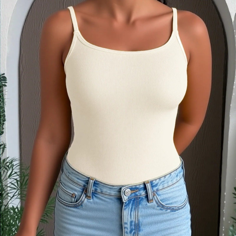 Women's Cross Back Satin Tank Top with Slim Fit Design
