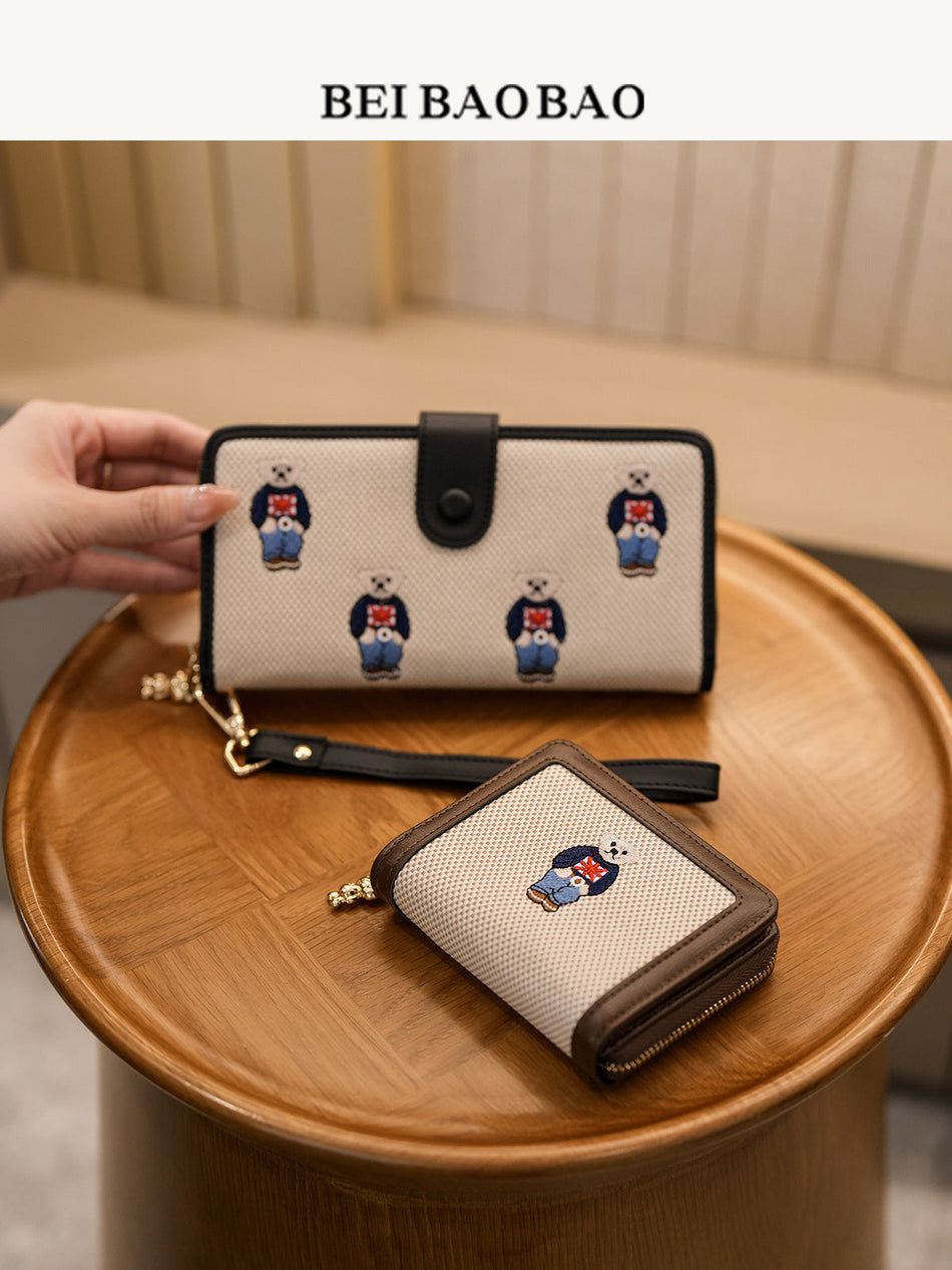 Cute Bear Cartoon Canvas Mini Coin Purse Wallet