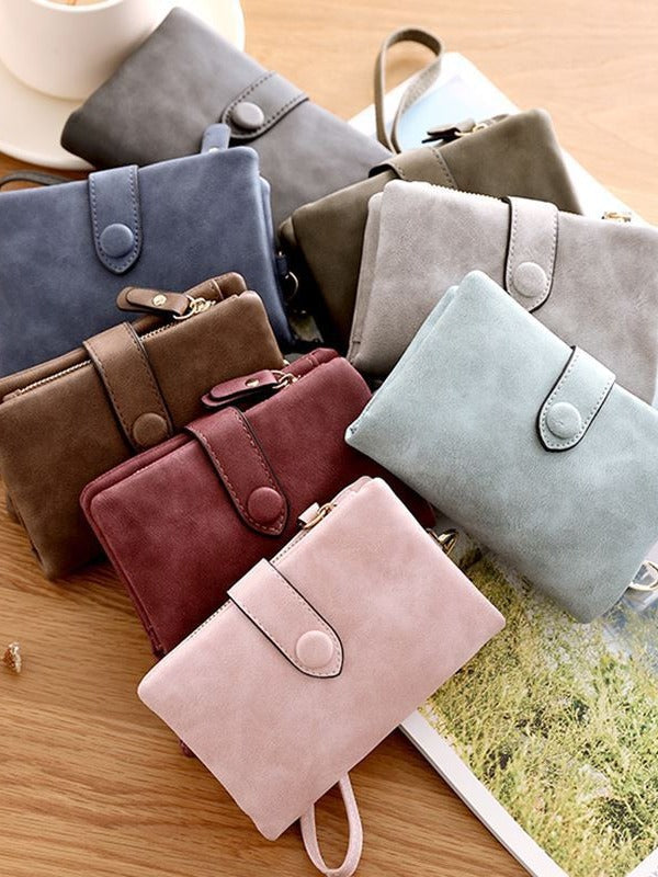 Women's Nubuck PU Leather Short Wallet with Card Slots