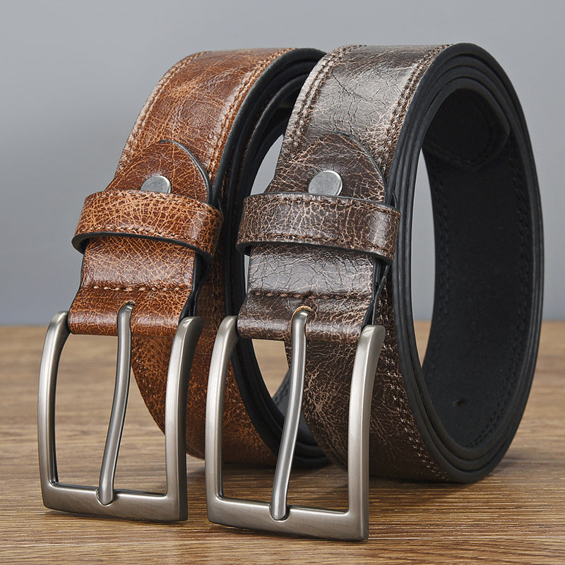 Men's Vintage Buckle PU Leather Belt Casual Wide Style